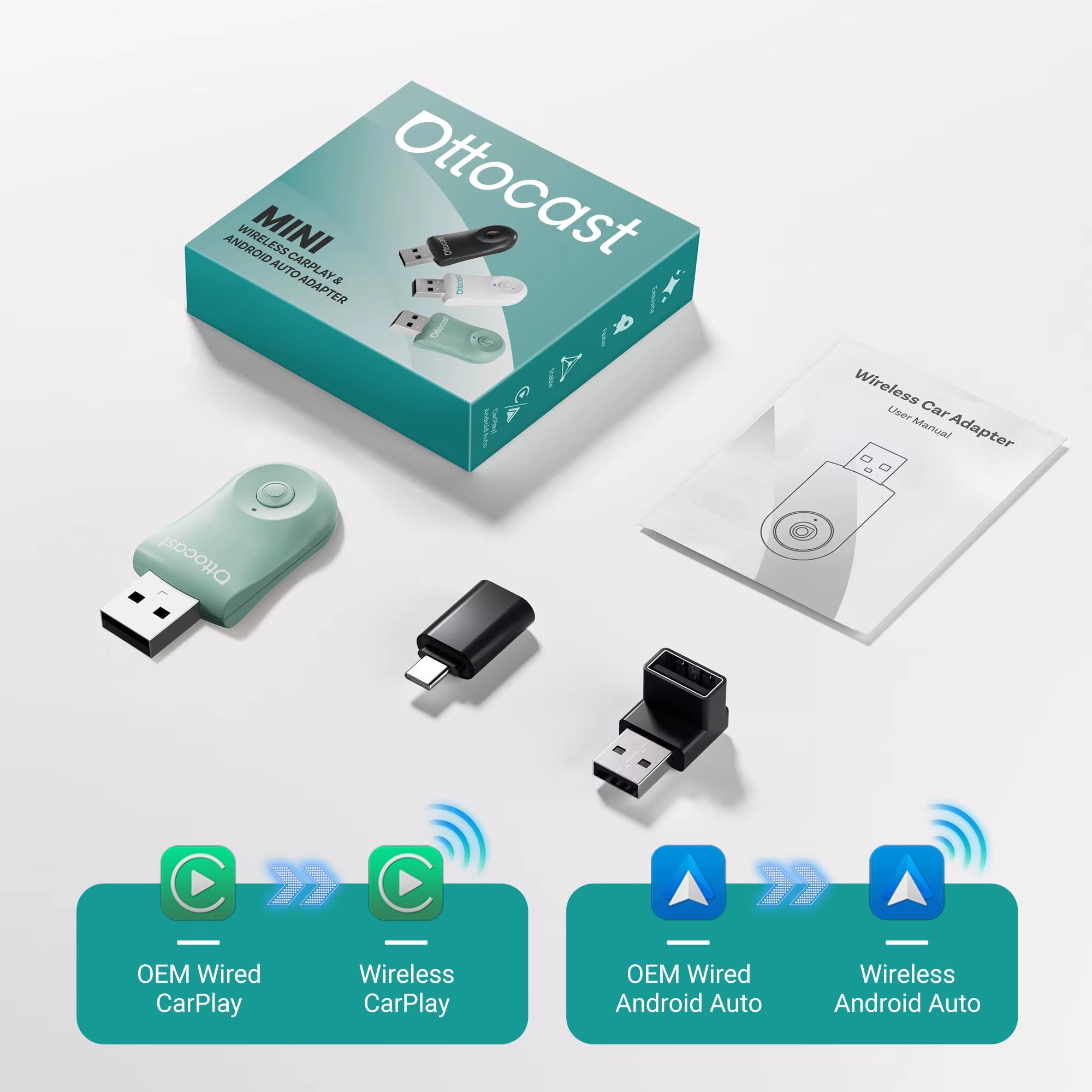 2025 New  MINI Wireless Android Auto Carplay Adapter Box Bluetooth Car Accessories for Iphone for Samsung Google Phone