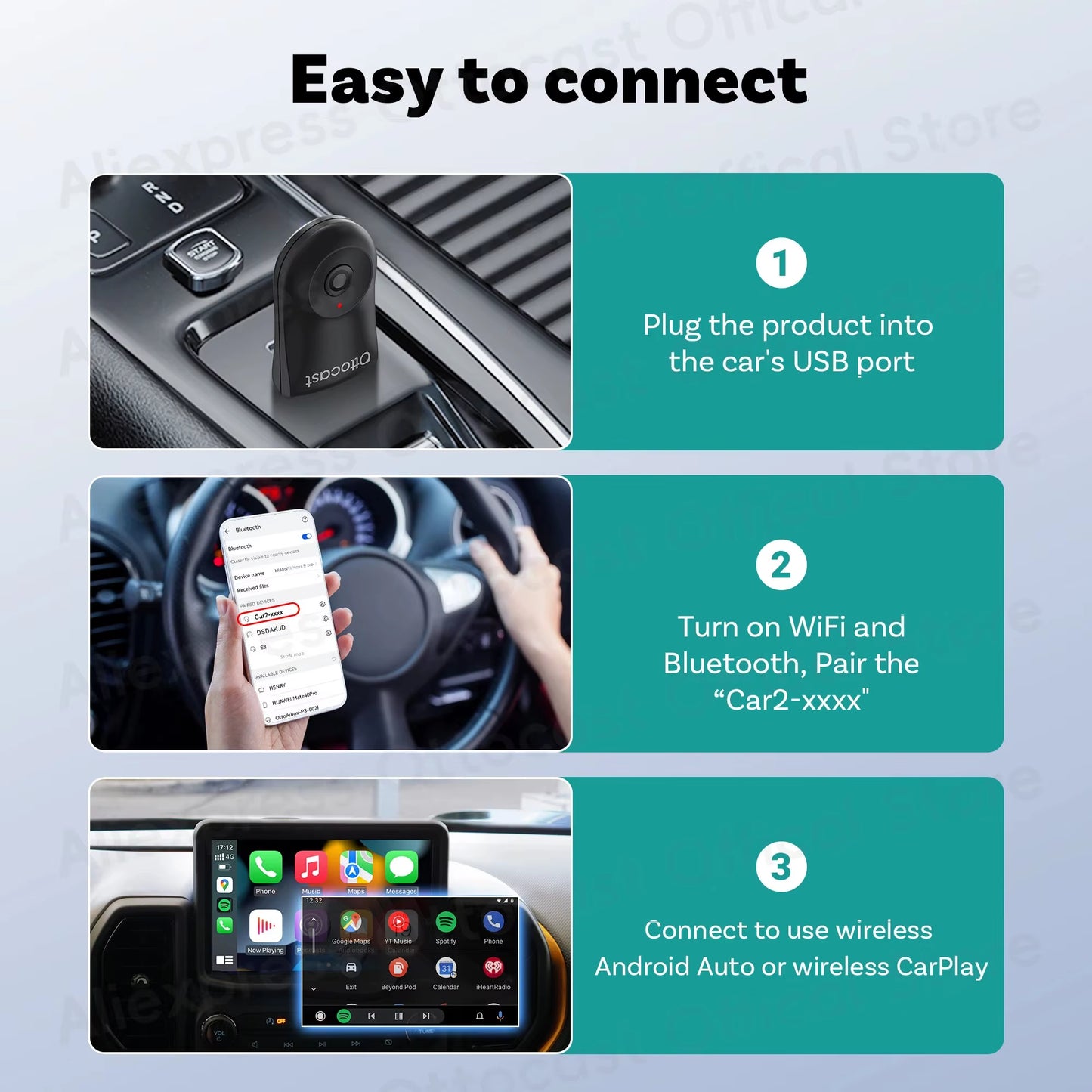 2025 New  MINI Wireless Android Auto Carplay Adapter Box Bluetooth Car Accessories for Iphone for Samsung Google Phone