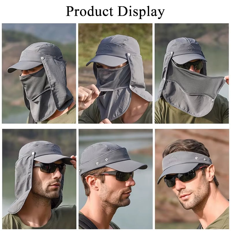 Summer Multifunctional Sunscreen Hat Outdoor Anti-Uv Hat Neck Cover Men Women Fast Dry Cap for Fishing Cycling Hiking Camping