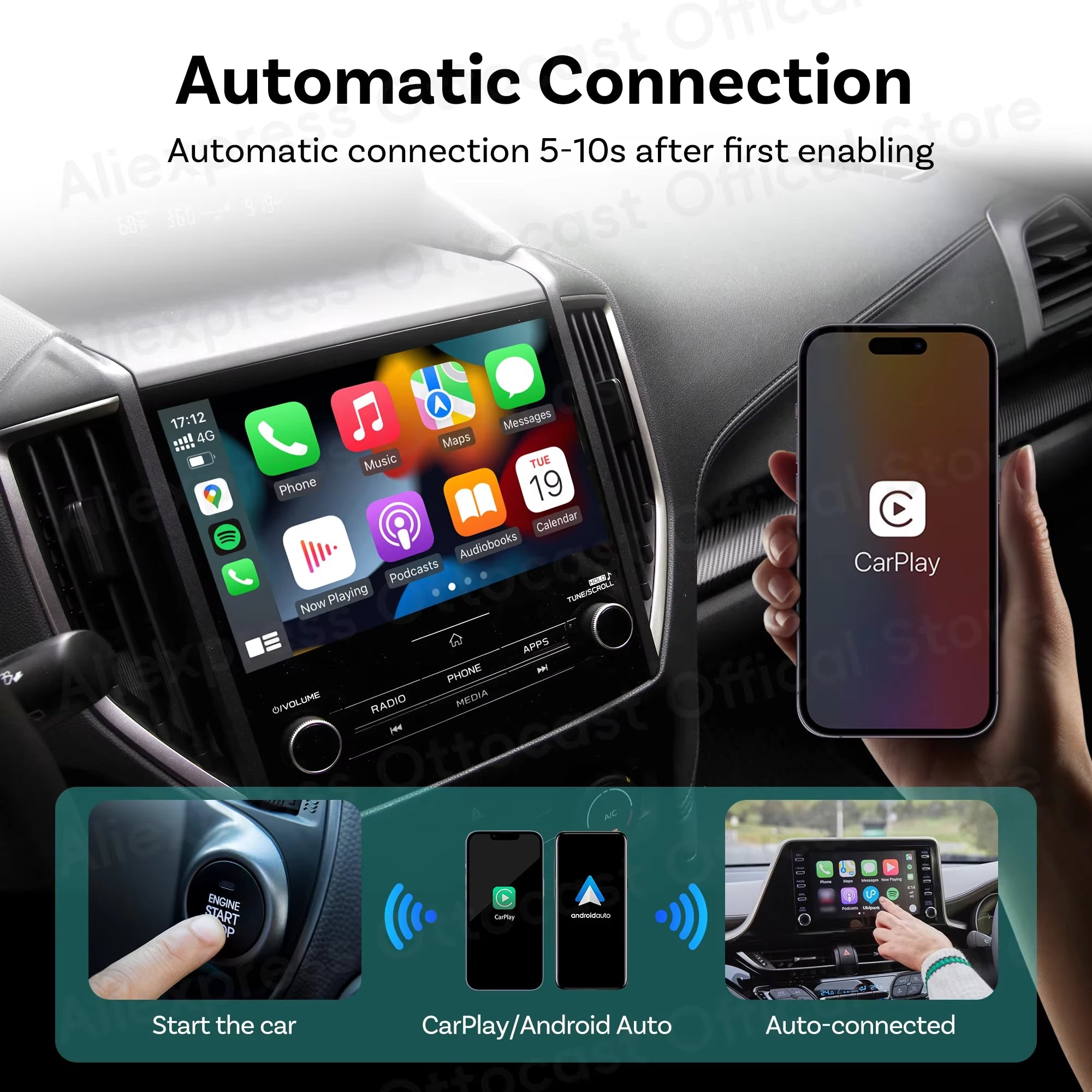 2025 New  MINI Wireless Android Auto Carplay Adapter Box Bluetooth Car Accessories for Iphone for Samsung Google Phone