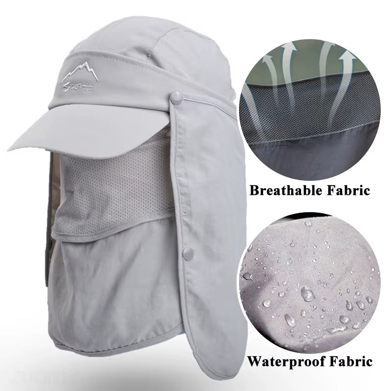Summer Multifunctional Sunscreen Hat Outdoor Anti-Uv Hat Neck Cover Men Women Fast Dry Cap for Fishing Cycling Hiking Camping