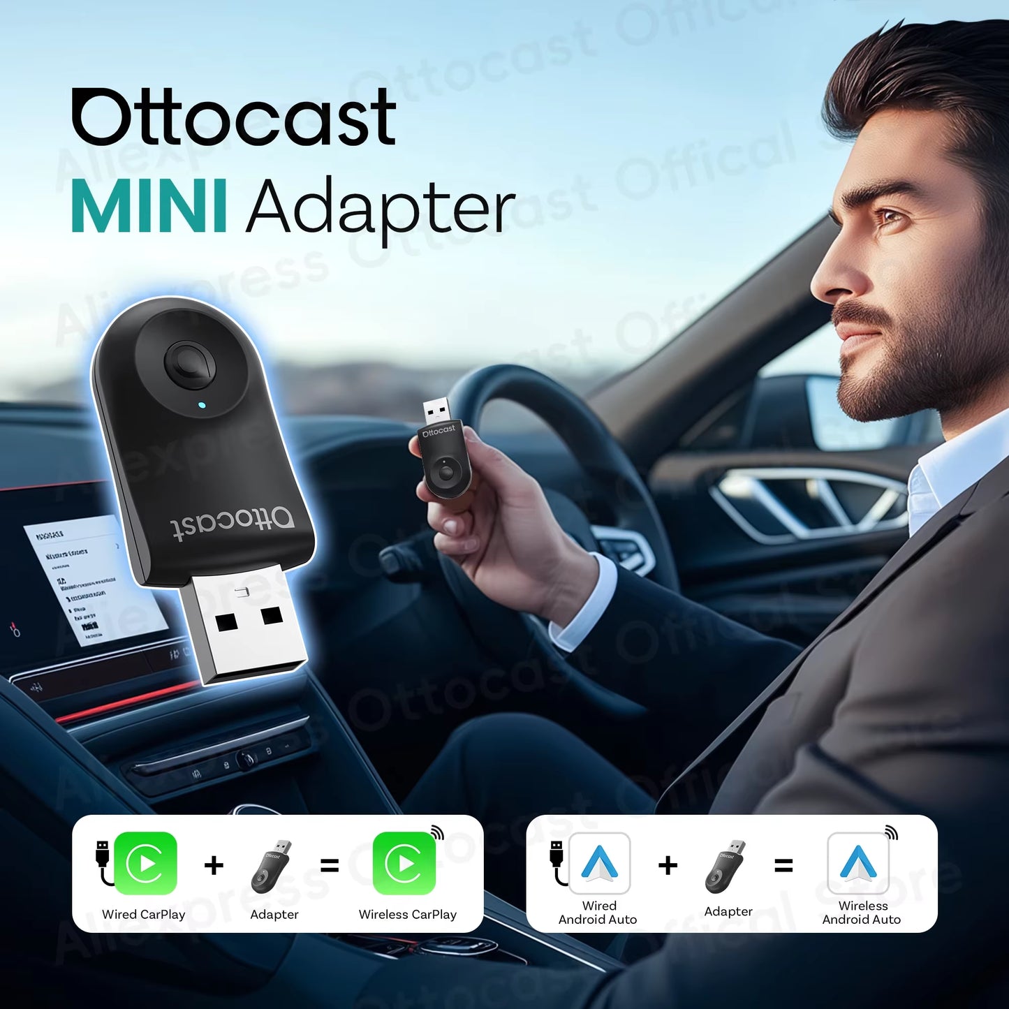 2025 New  MINI Wireless Android Auto Carplay Adapter Box Bluetooth Car Accessories for Iphone for Samsung Google Phone
